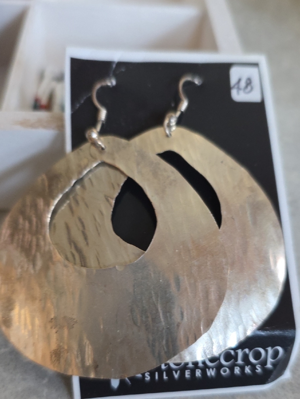 Hammered Silver Drop Earrings - Silver